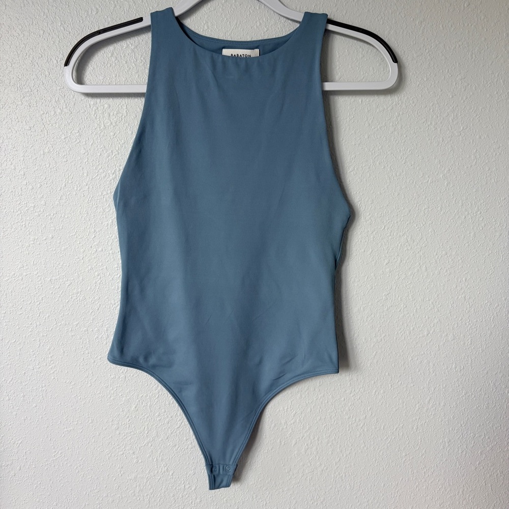 EUC Babaton Original Contour Crew Bodysuit Blue Thong size S